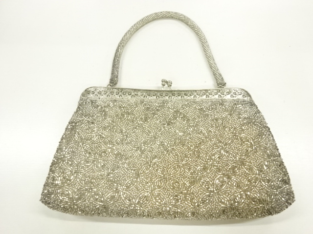 JAPANESE KIMONO / ANTIQUE BAG / BEADS / SHIPPO PATTERN